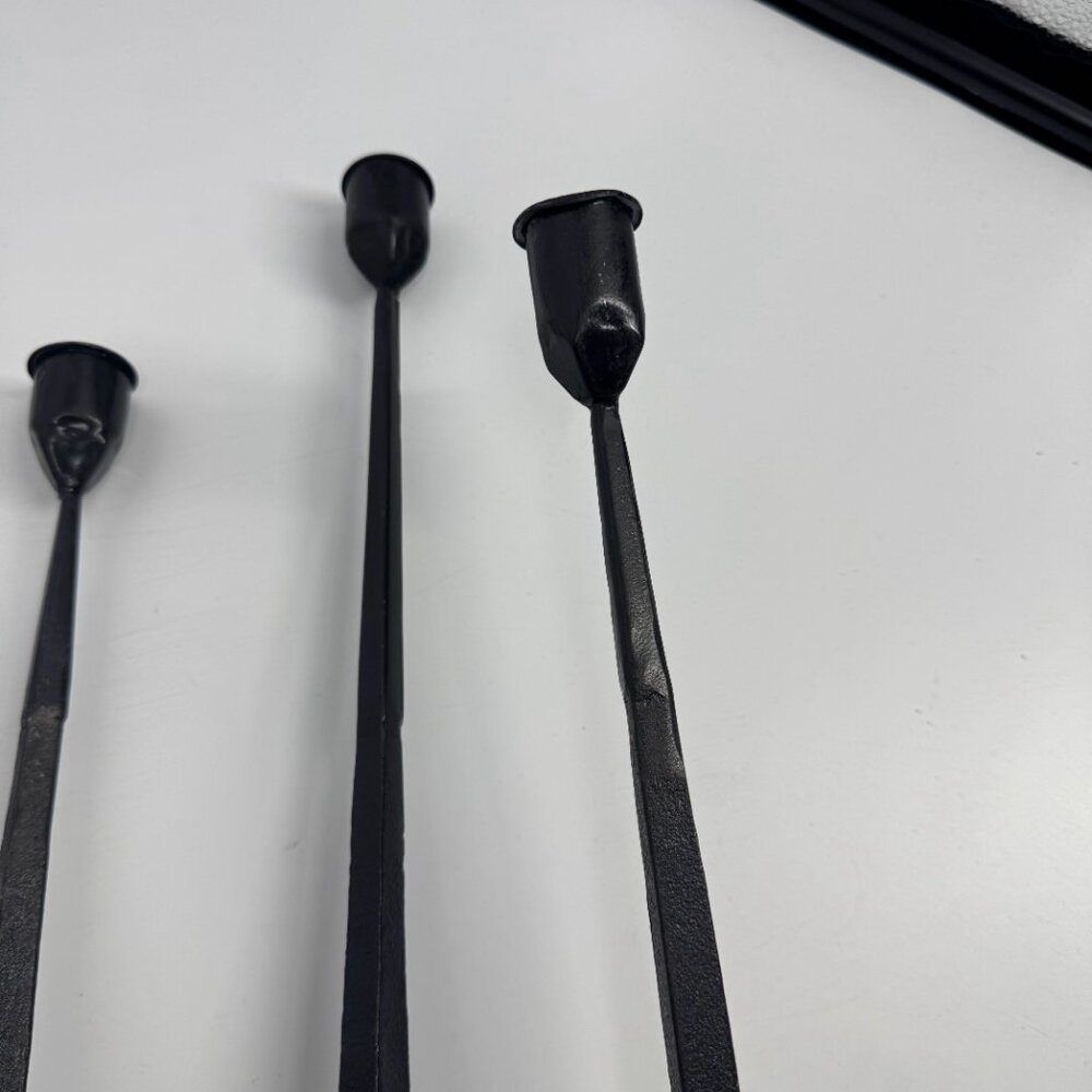 Artisan Hand-Forged Wrought Iron Taper Candle Holders - Set of 4 (13"-15") - Picture 4 of 7